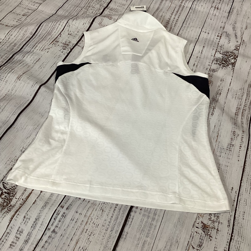 1005. Adidas ClimaCool White & Blue Sleeveless Golf Polo Size M NWT - Picture 3 of 5
